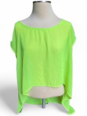 Neon Sheer Silky Indie Sleeze Hi-Low Top